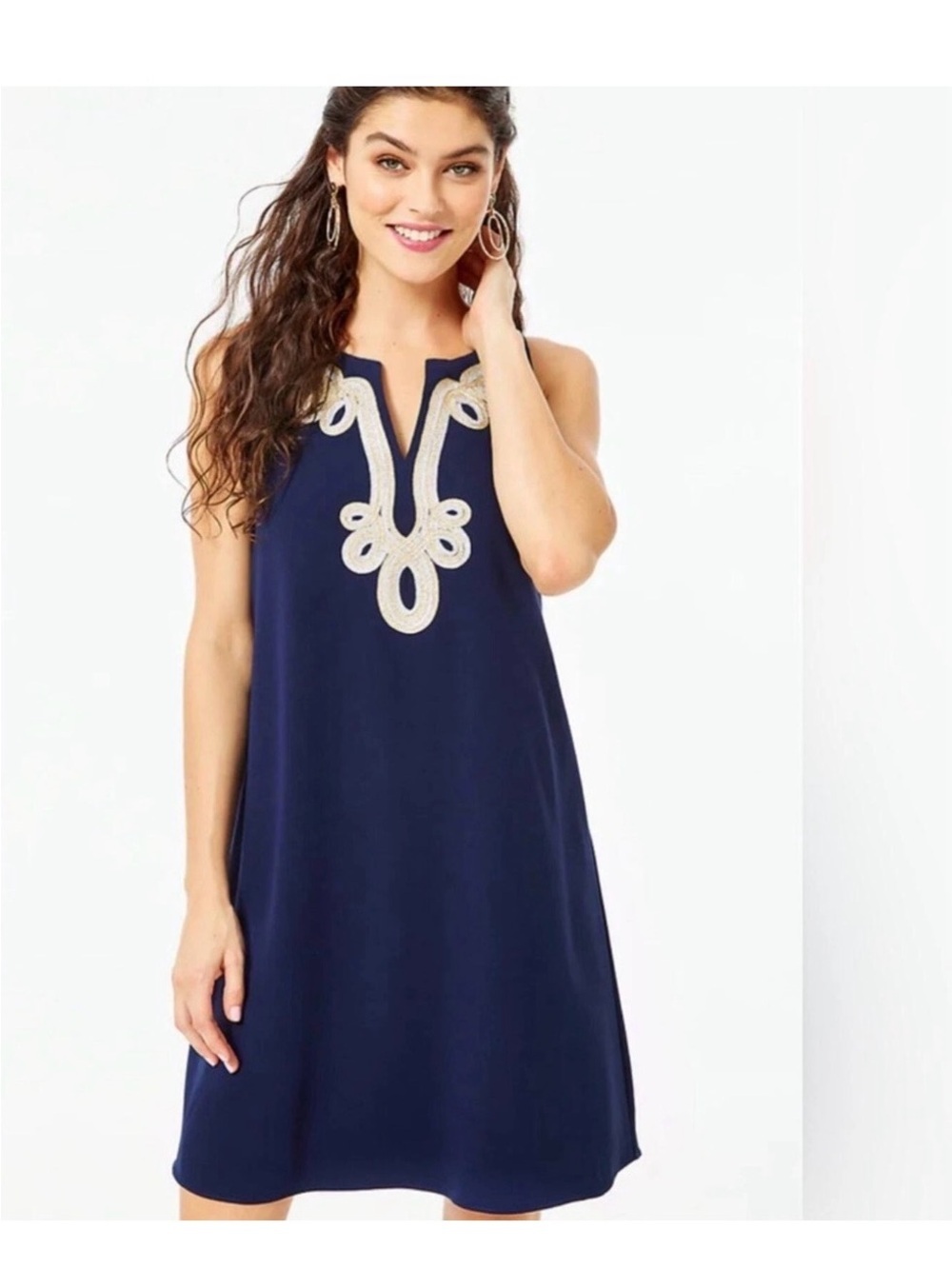 Lilly Pulitzer Navy Blue Mini Dress with gold and silver